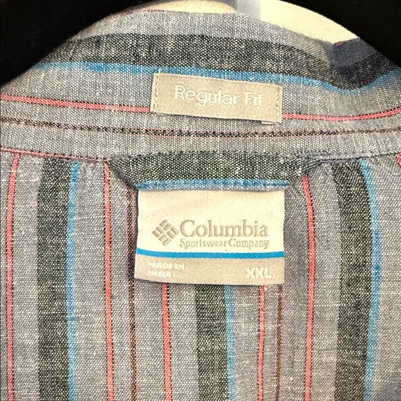 Columbia Linen Blend Striped Short Sleeve Button Up Shirt Men’s XXL - Picture 2 of 8